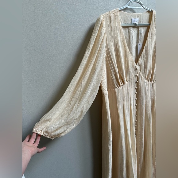 NEW Morning Lavender Valerie Buttoned Midi Dress Cream Women 1X Boho Cottage - Picture 7 of 13